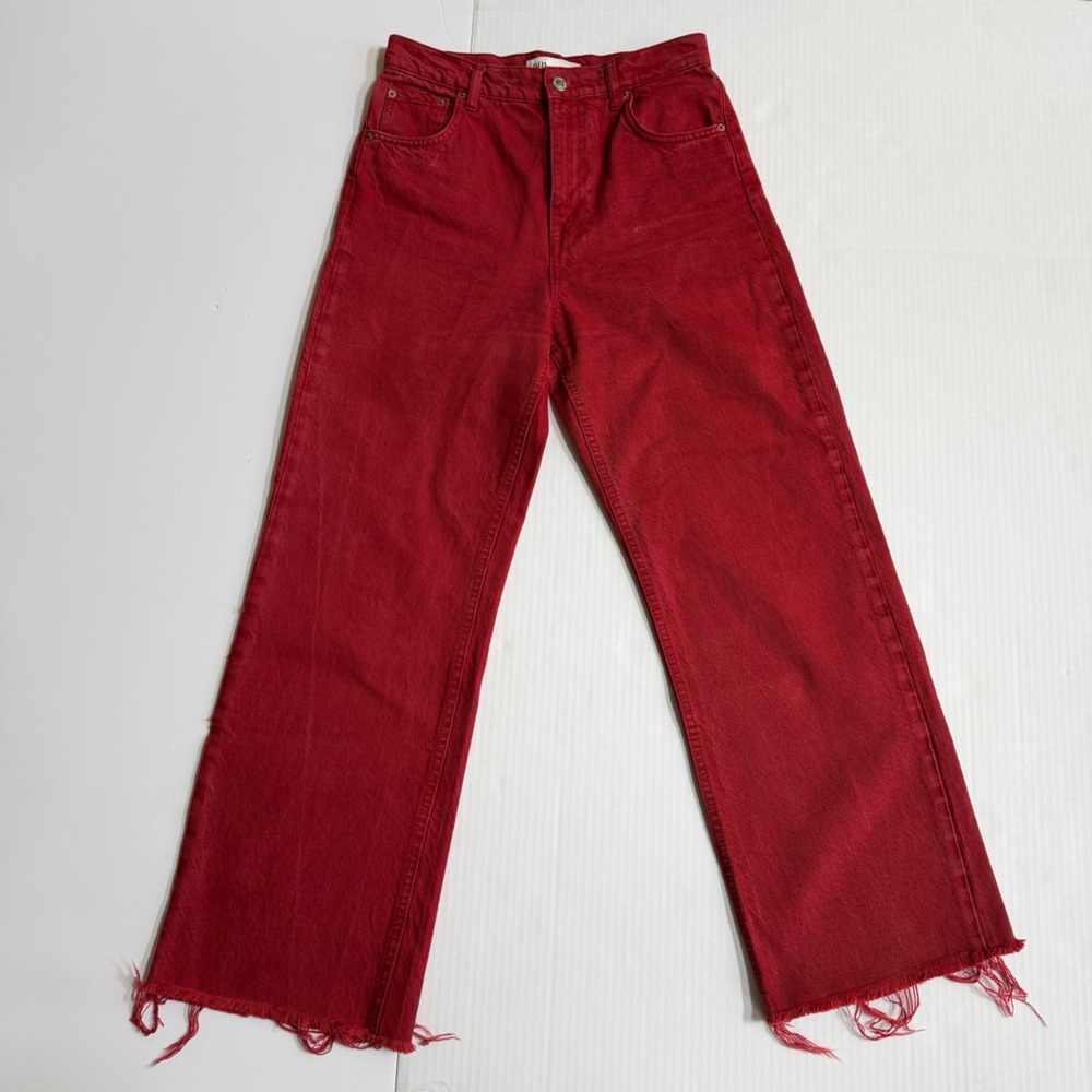 Zara Women's The 90's Full Length Wide-Leg With Raw Hem Size 6
